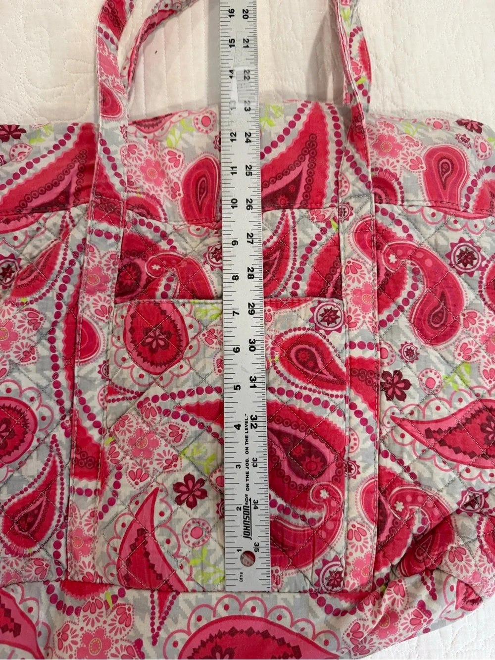 Danielle Morgan Quilted Paisley Tote Bag Zip Closure Inner/Outer Pockets